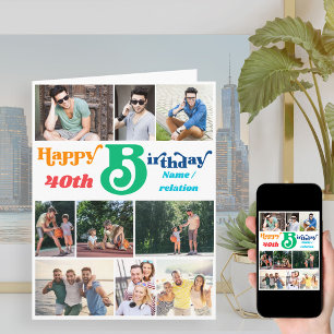Tarjeta Collage de fotos 10 imagenes de cumpleaños con nom