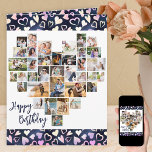Tarjeta Collage de fotos Cardíaco 36 Corazones Pic Cualqui<br><div class="desc">Tarjeta de cumpleaños de Collage de fotos de corazón, apta para cualquier edad, que puede personalizar con hasta 36 fotos diferentes. También puede agregar el nombre de la persona de cumpleaños en la parte delantera y el mensaje de su personalizado dentro. El collage de fotos en forma de corazón está...</div>