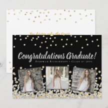 Collage de Fotos Confeti Plateado Dorado Graduació