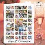 Tarjeta Collage de fotos de aniversario 47 imágenes person<br><div class="desc">Celebrar cualquier año de aniversario (o cualquier ocasión o evento) con recuerdos fotográficos en una tarjeta de felicitación de collage de fotos sobredimensionada. La portada tiene 45 fotos cuadradas y el interior tiene 2 fotos. La muestra que se muestra es para cualquier aniversario, pero todo el texto es editable al...</div>