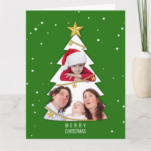 Tarjeta Collage de fotos de árbol de navidad moderno merry
