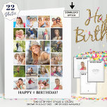 Tarjeta Collage de fotos de cumpleaños 22 imágenes Cualqui<br><div class="desc">¡Celebra un GRAN cumpleaños para cualquier edad con GRANDES recuerdos en una GRAN tarjeta de felicitación de collage de fotos! Personaliza con 22 fotos (21 en la portada y 1 en el interior) y tu texto personalizado para saludos y buenos deseos, ya que todo el texto es editable en la...</div>