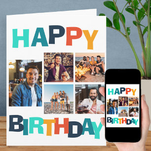 Tarjeta Collage de fotos de cumpleaños 5 feliz y colorido
