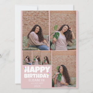 Tarjeta Collage de fotos de estilo Aniversario Simple Pers