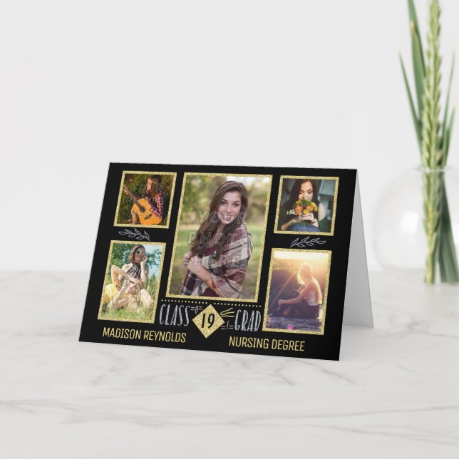 Tarjeta Collage de fotos de Graduación de la Escuela Secun (Anverso)