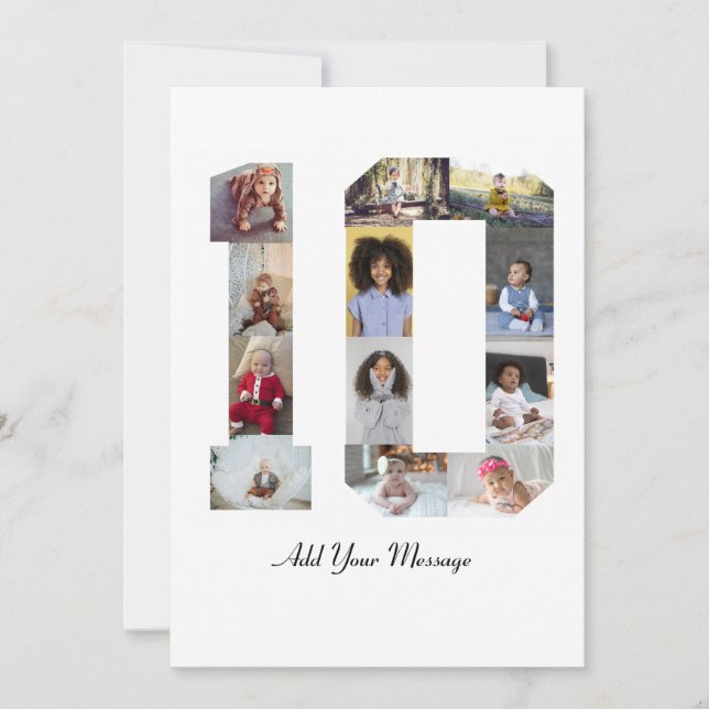 Tarjeta Collage de fotos del número 10 (Anverso)