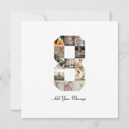 Tarjeta Collage de fotos del número 8 en blanco y negro