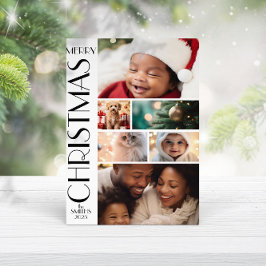 Tarjeta Collage de fotos familiar moderno blanco negro Min