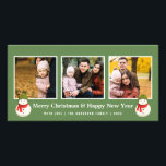 Tarjeta Collage de fotos Feliz Navidad Feliz Año Nuevo<br><div class="desc">Celebre la temporada con esta moderna y elegante tarjeta fotográfica de vacaciones de JMR Designs. La tarjeta contiene tres de tus fotos favoritas con una tipografía clásica y moderna.</div>