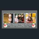 Tarjeta Collage de fotos Feliz Navidad Feliz Año Nuevo<br><div class="desc">Celebre la temporada con esta moderna y elegante tarjeta fotográfica de vacaciones de JMR Designs. La tarjeta contiene tres de tus fotos favoritas con una tipografía clásica y moderna.</div>