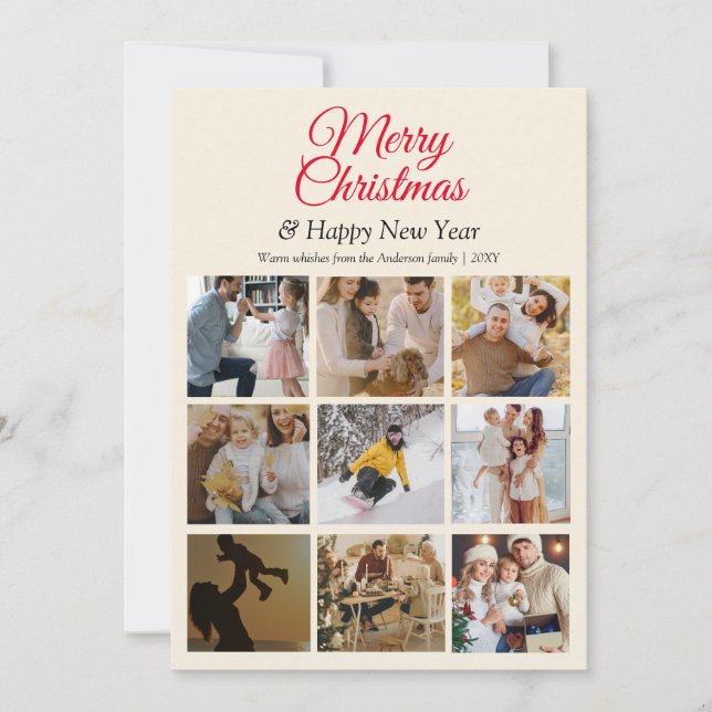 Tarjeta Collage de fotos Mínimo Sencillo Navidades Moderno (Anverso)