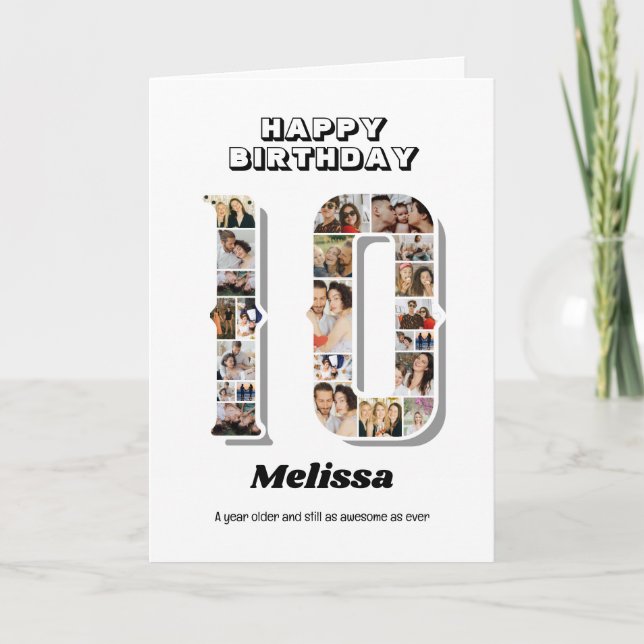 Tarjeta collage de fotos número 10 del aniversario del 10  (Anverso)