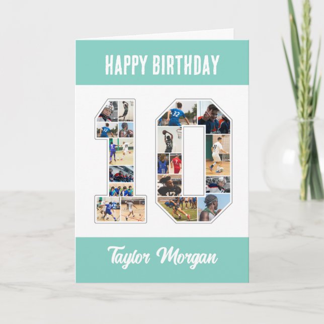 Tarjeta collage de fotos número 10 del aniversario del 10  (Anverso)