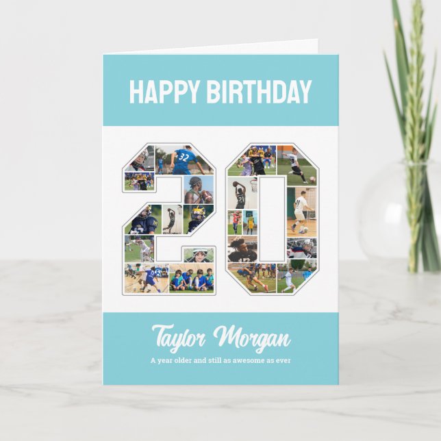 Tarjeta collage de fotos número 20 de aniversario número 2 (Anverso)
