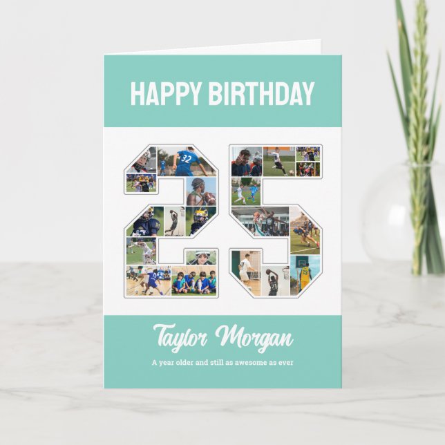 Tarjeta collage de fotos número 25 de aniversario número 2 (Anverso)