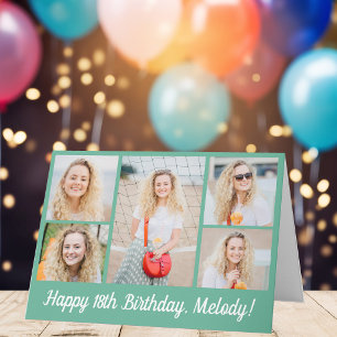 Tarjeta Collage de fotos personalizadas Chic Feliz Cumplea