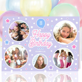 Tarjeta Collage de Fotos Personalizadas Cumpleaños Niñas P