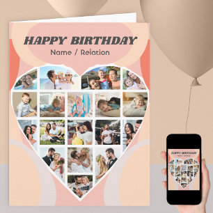 Tarjeta Collage de Fotos Personalizadas de Cumpleaños con