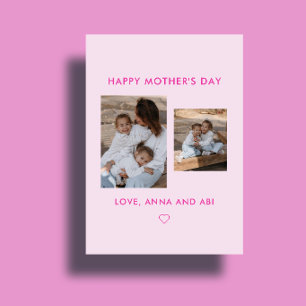 Tarjeta Collage de fotos personalizadas rosa minimalista p