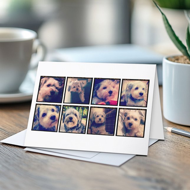 Tarjeta Collage de fotos personalizado con fotos cuadradas (Custom Folded Greeting Card)