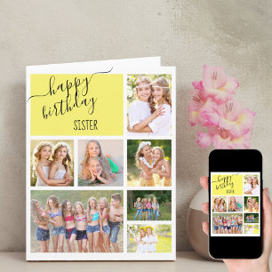 Tarjeta Collage de fotos personalizado cumpleaños Hermana