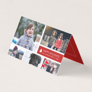 Tarjeta Collage de fotos personalizado de navidad en franj