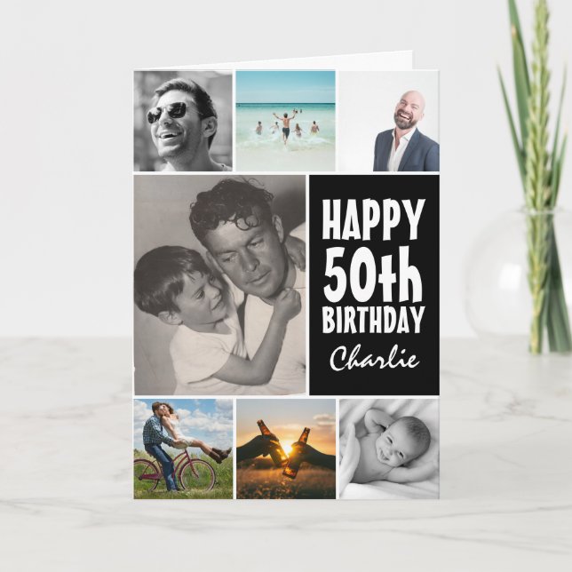 Tarjeta Collage de fotos personalizado Feliz cumpleaños a  (Anverso)