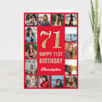 Collage de fotos rojo y dorado de cumpleaños númer