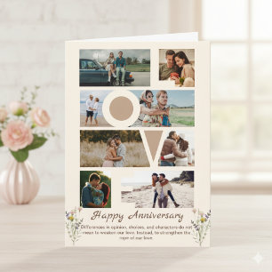 Tarjeta Collage de fotos simple feliz de aniversario