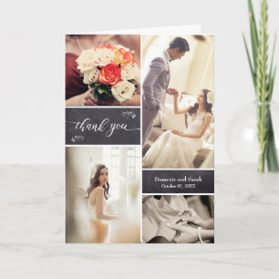 Tarjeta Collage de fotos vertical Boda Rústico Gracias