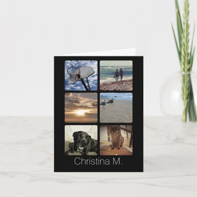 Tarjeta Collage de imágenes de mosaico multifoto personali (Anverso)