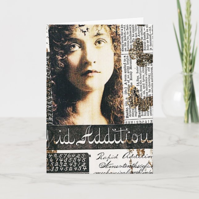 Tarjeta Collage de medios mixtos con la dama de Bonito, cu (Anverso)