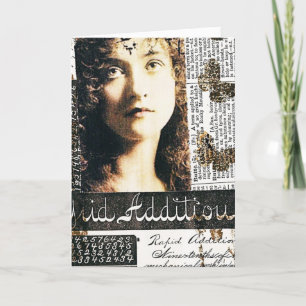 Tarjeta Collage de medios mixtos con la dama de Bonito, cu