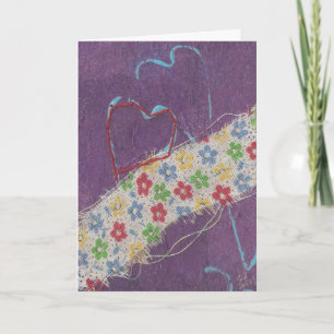 Tarjeta Collage de medios mixtos de corazón, cumpleaños