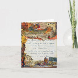 Tarjeta Collage de medios mixtos de flores de mariposa de 