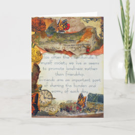 Tarjeta Collage de medios mixtos de flores de mariposa de 