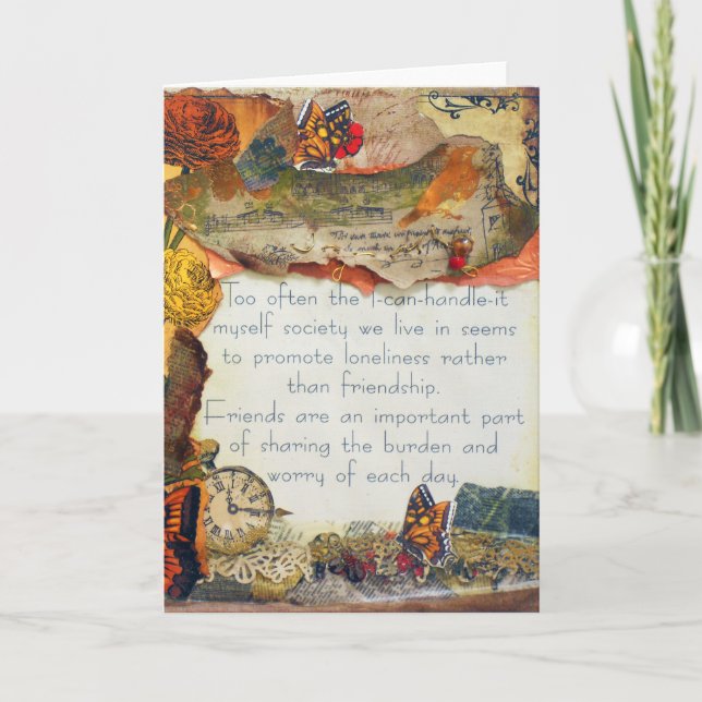 Tarjeta Collage de medios mixtos de flores de mariposa de  (Anverso)