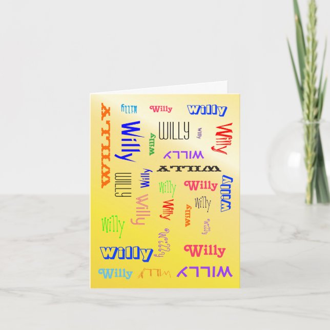 Tarjeta Collage de nombres amarillo personalizado (Anverso)