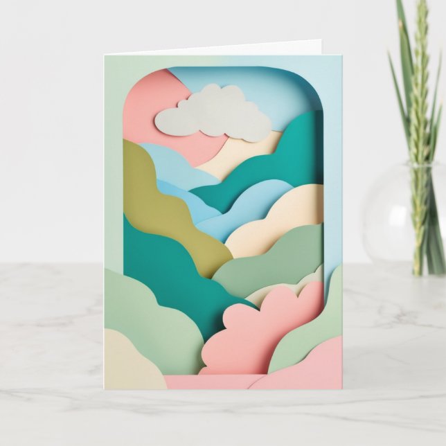 Tarjeta Collage de paisaje de nubes pastel (Anverso)