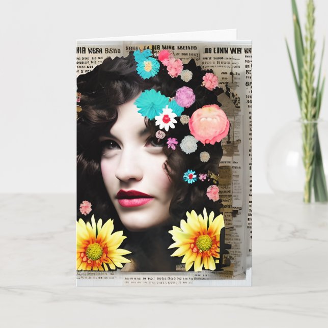 Tarjeta Collage de papel de mujer victoriana | Amistad div (Anverso)