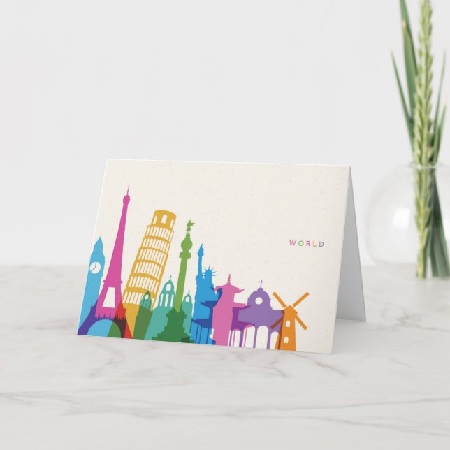 Tarjeta Collage de Pastel de Monumentos Mundiales (Anverso)