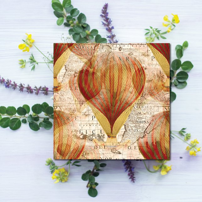 Tarjeta Collage de Steampunk en Victoria sobre globos de a (Great steampunk card for all year, you can personalize the message on the back.)