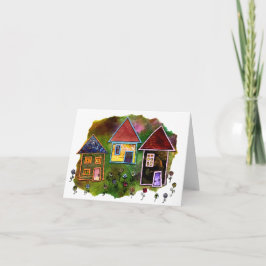 Tarjeta Collage de tres casas con las flores