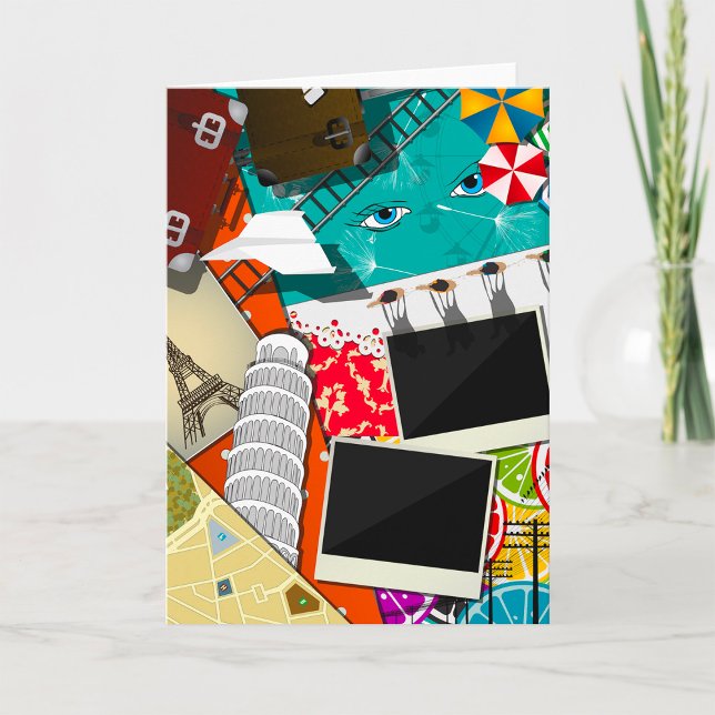 Tarjeta Collage de viaje con emblemáticos lugares de vacac (Subido por el creador)