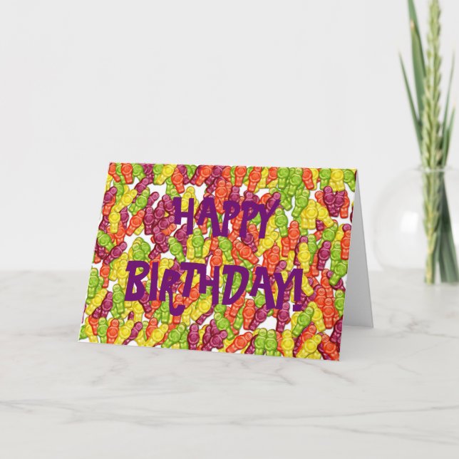 Tarjeta ¡collage del bebé de la jalea, HAPPYBIRTHDAY! (Anverso)