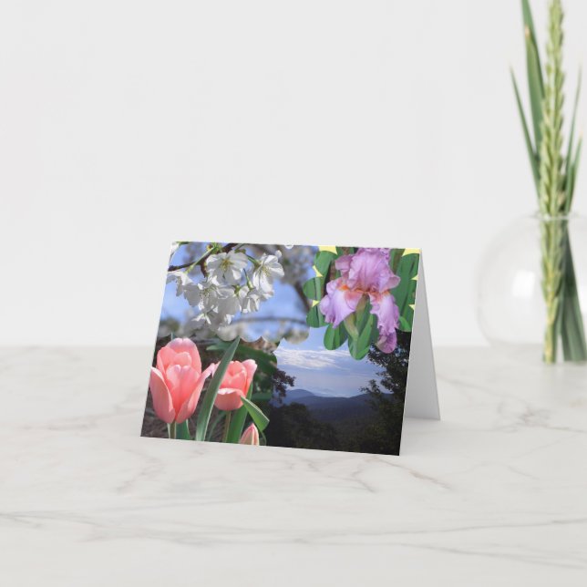 Tarjeta Collage floral escénico (Anverso)