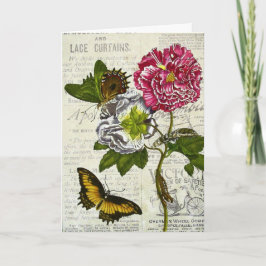 Tarjeta Collage floral vintage, cumpleaños