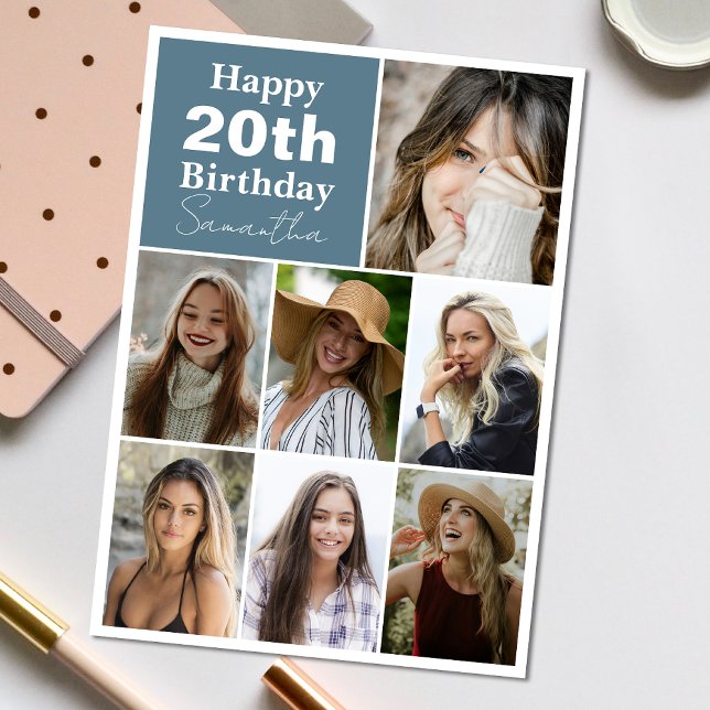 Tarjeta Collage | Foto Cualquier cumpleaños personalizado  (Personalize the collage birthday greeting card to create a special keepsake for your loved one!)