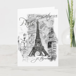 Tarjeta Collage francés de la Torre Eiffel de París