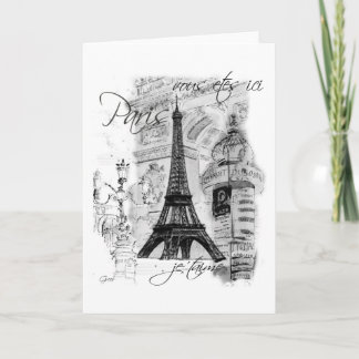 Tarjeta Collage francés de la Torre Eiffel de París